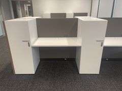 50" x 122" wood laminate 4 person island work station - nice