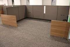 88" x 294" wood laminate 4 person office partition - Gorgeous