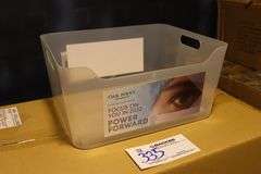 Case of plastic storage bin with handles