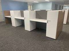 50" x 182" wood laminate 6 person island work station - nice