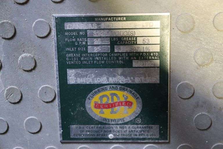 53 lb. Endura poly grease trap Backes Commercial Auctioneers