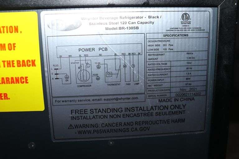 Whynter BR-130SB glass 1 door beverage cooler
