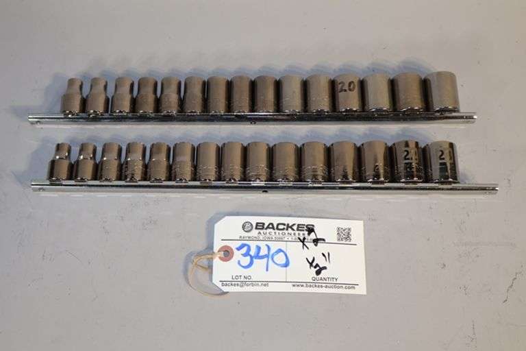 Lot Of 2 Vintage NOS Metrinch USA 10pc 1/2" Drive 12pt Socket Sets - Metric & SAE