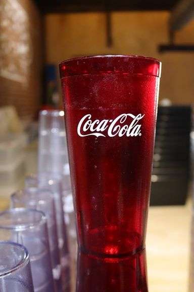Times 68 - 20 oz. red Coke drink glasses