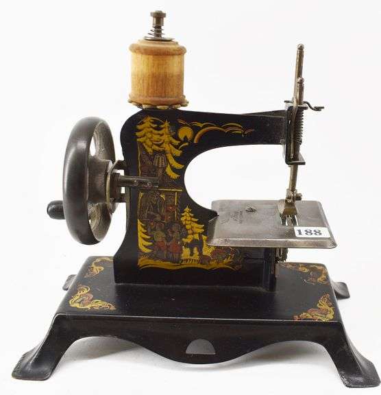 Child's Hand Crank Sewing Machine w/ Hansel & Gretel Scene Made In