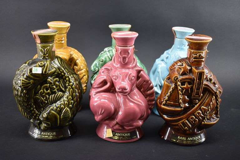 6 Rare Antique Zodiac Series 1970 Kentucky Whiskey Decanters BHD Auctions