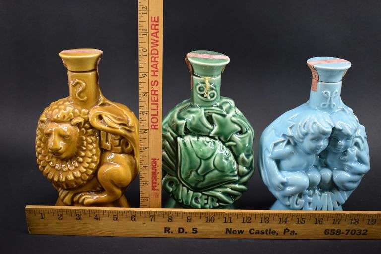 6 Rare Antique Zodiac Series 1970 Kentucky Whiskey Decanters BHD Auctions