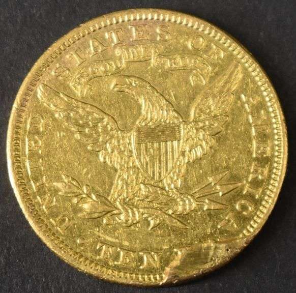 1907 US Liberty Head 10 Dollar Gold Coin Blemish On Back Of Coin