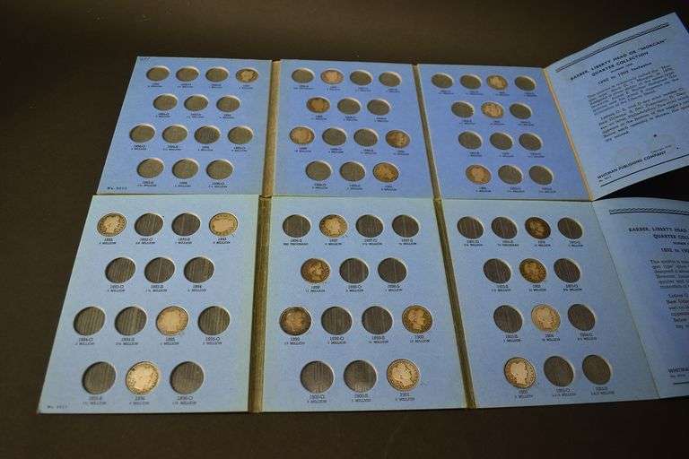 2 Barber Quarter Books with 22 Coins BHD Auctions