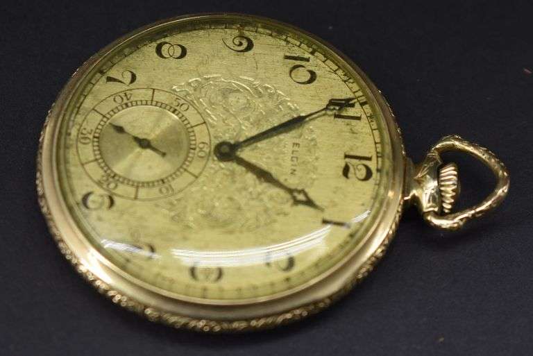 Elgin 17 Jewels Pocket Watch In Wadsworth 14K Gold Filled Case BHD