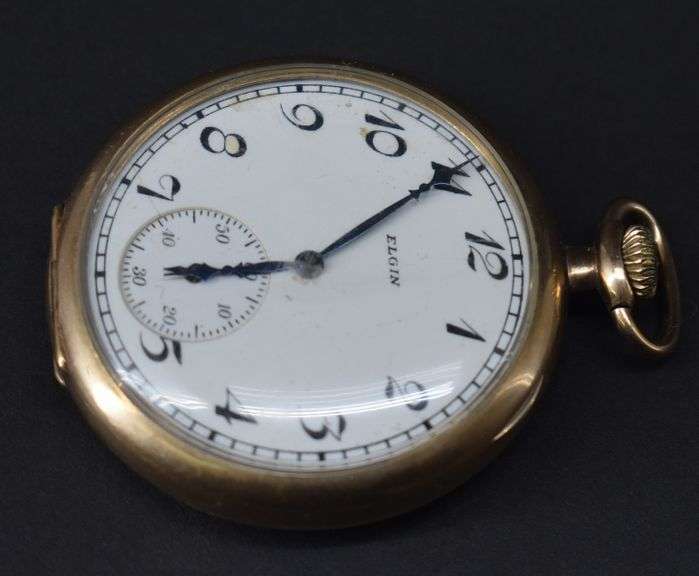 Elgin 15 Jewels Pocket Watch In 10 Karat Gold Filled Wadsworth Case