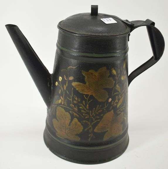 Paint Decorated Metal Teapot BHD Auctions