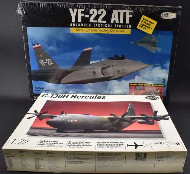 2 Testors Models YF22 ATF Fighter and C130 Hercules BHD Auctions