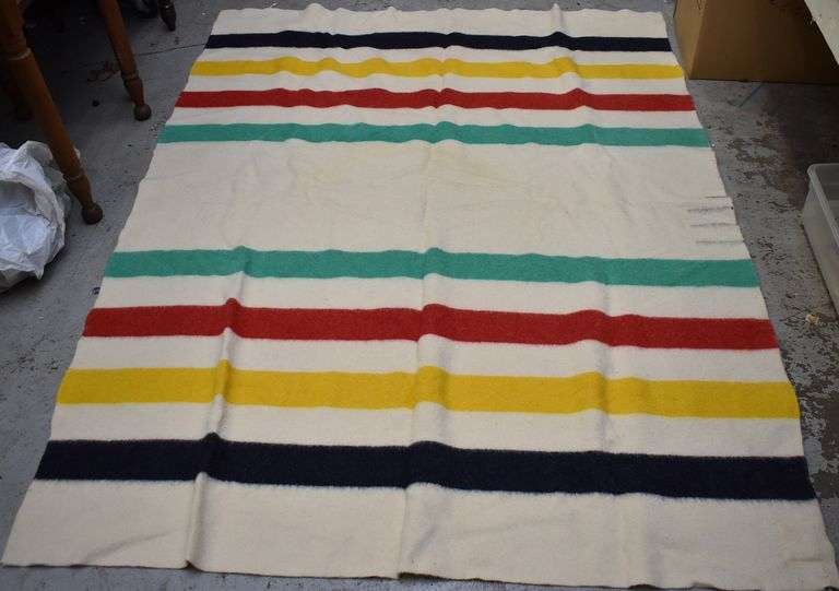 Hudson's Bay Point Blanket 100 Wool 3 1/2 Stripe 60x79 BHD Auctions