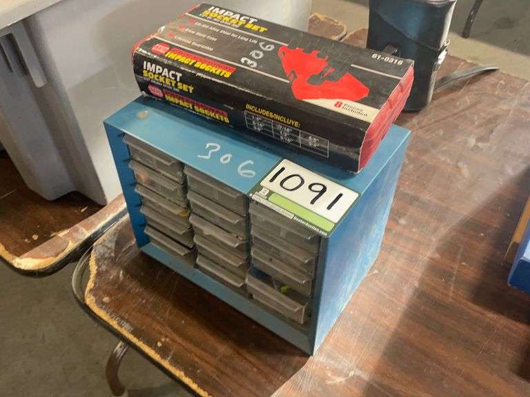 Napa Impact Socket Set, Tool Organizer, Screws, Washers, Electrical Caps Booker Auction Company