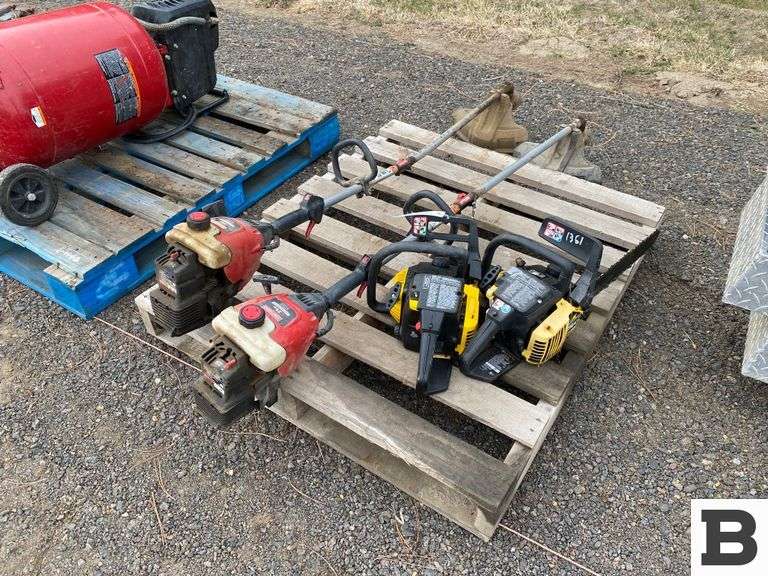 (2) Craftsman 31cc Weed Wacker, (2) McCulloch MS1635 Chain Saw Booker