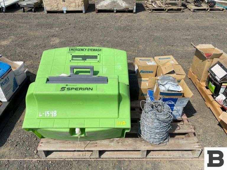 Sperian Eye Wash Station, Fastenal Screws, Wire, Etc. Booker Auction