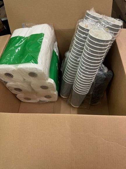 Lot of paper towels and coffe cups - some lids included but not an ...