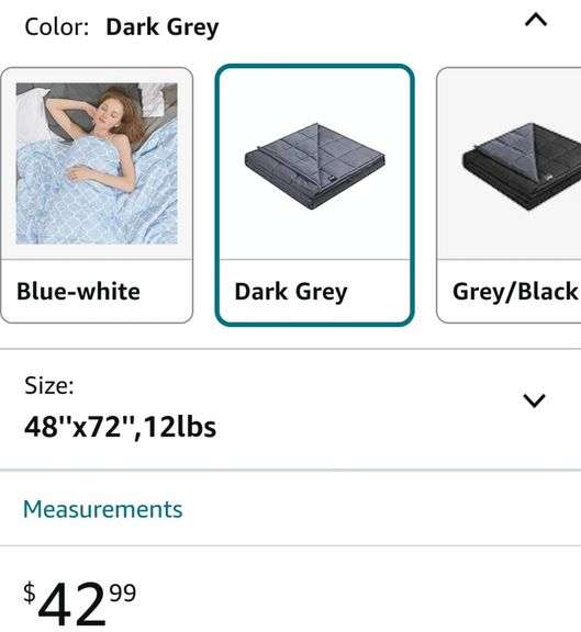 New ZonLi Weighted Blanket 12lbs (48''x72'', Twin Size, Dark Grey