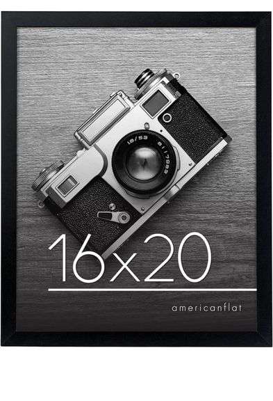 New Americanflat 16x20 Picture Frame with Polished Plexiglass - Epic Collection - Gallery Wall Frames with Engineered Wood - Wide Photo Frame for Wall Display - Black, Opened Box