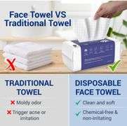 New (lot of 2) Ourmed Life Face Towels, 100 Count Disposable Biodegradable Facial Wash Cloth for Sensitive Skin, Lint- free Facial Tissue for Cleansing, Skincare and Makeup Remover, Dry Wipes