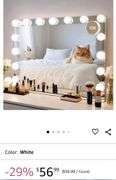 New Vanity Mirror with Lights 22" x 18" Large Makeup Mirror Hollywood Mirror with 15 Dimmable LED Bulbs 3 Color Modes 10X Magnification & USB Charging Port Mirror for Wall-Mounted or Tabletop