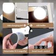 New Vanity Mirror with Lights 22" x 18" Large Makeup Mirror Hollywood Mirror with 15 Dimmable LED Bulbs 3 Color Modes 10X Magnification & USB Charging Port Mirror for Wall-Mounted or Tabletop