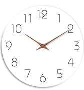 Mosewa Wall Clock 10 Inch Silent Non Ticking Wood Wall Clocks Battery Operated - Wooden White Modern Office Simple Minimalist Clock Decorative for Kitchen,Home,Bathroom,Living Room(10", Teal) New Open Box, Photos For Reference Item is Teal Color