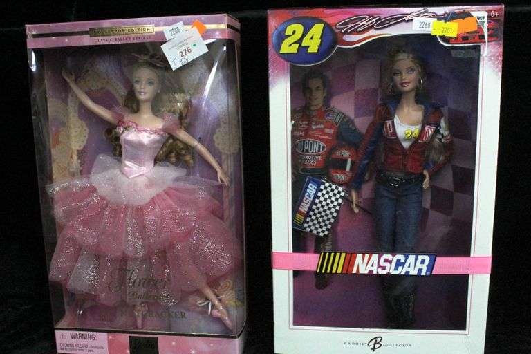 Barbie Doll Collectibles by Mattel. Items include Jeff Gordon Barbie Doll and Flower Ballerina