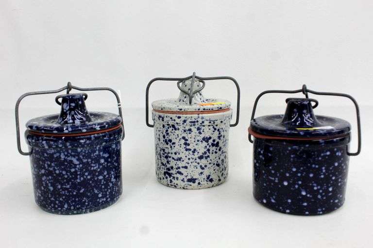 Three vintage spice jars with rubber seals and flip style metal locks