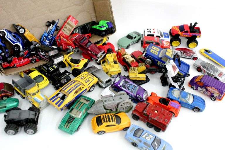 Vintage toy car collection, includes Hot Wheels and Matchbox and