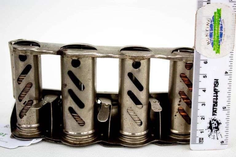 Vintage Coin Changer Belt Dispenser Metal 4 Barrel fourbarrel