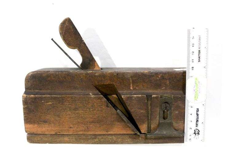 Old Wooden Plane with offset for edging or moulding. Marked "Auburn
