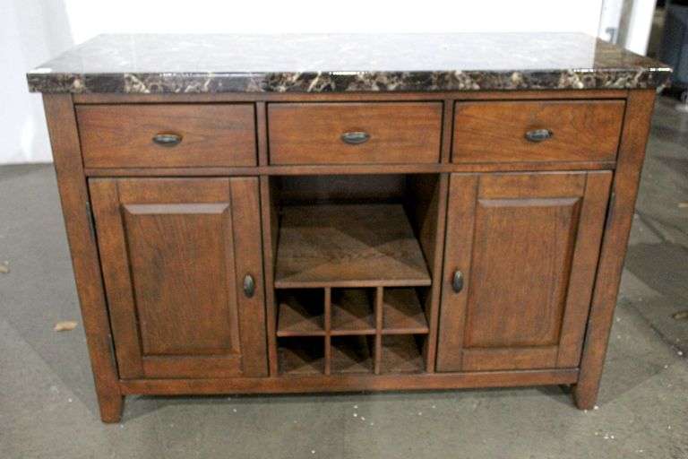 Traditional Style Stone Top Buffet Wine Storage SideBar 50 x