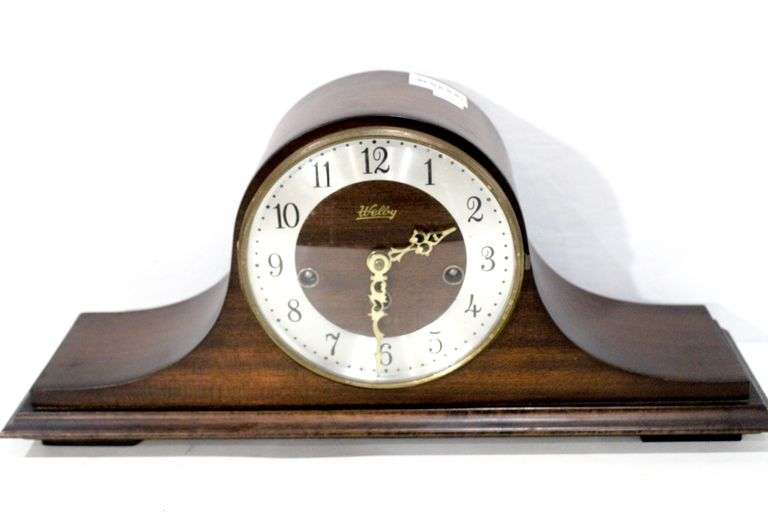 Vintage Welby German Mantel Clock, 5"x18"x8". Bunting Online Auctions