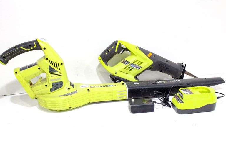 Ryobi reciprocating saw and Ryobi Model P2107 Hybrid blower and