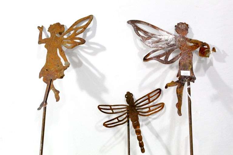Garden Fairy Yard Art Stakes three pieces Bunting Online Auctions