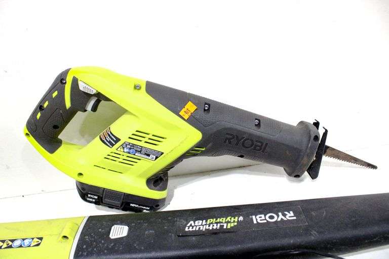 Ryobi reciprocating saw and Ryobi Model P2107 Hybrid blower and