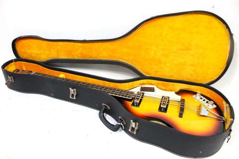 Vintage Univox Violin Bass Guitar Circa 1960s 1970s with case