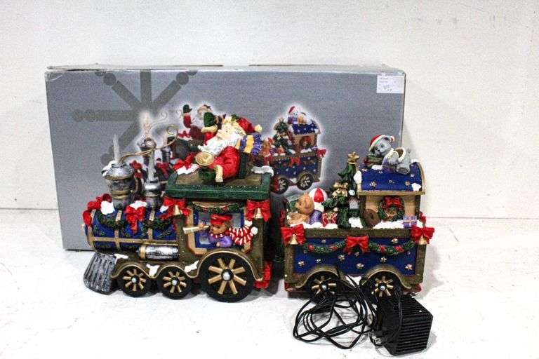 Fiber Optic Resin Santa Train Set with Santa, Bear & Toys Bunting Online Auctions