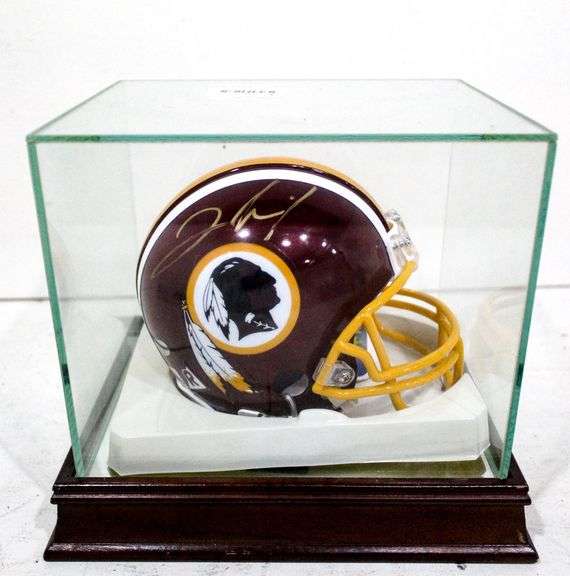 Miniature Redskin Autographed Helmet in display case Bunting Online Auctions