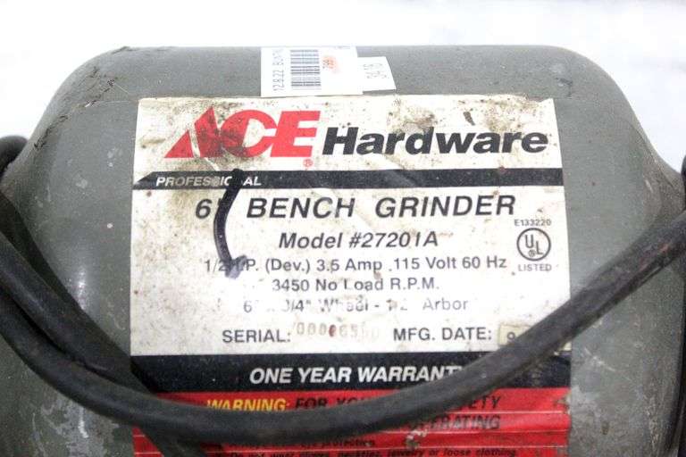 ACE Hardware 6" Bench Grinder Model 27201A Bunting Online Auctions