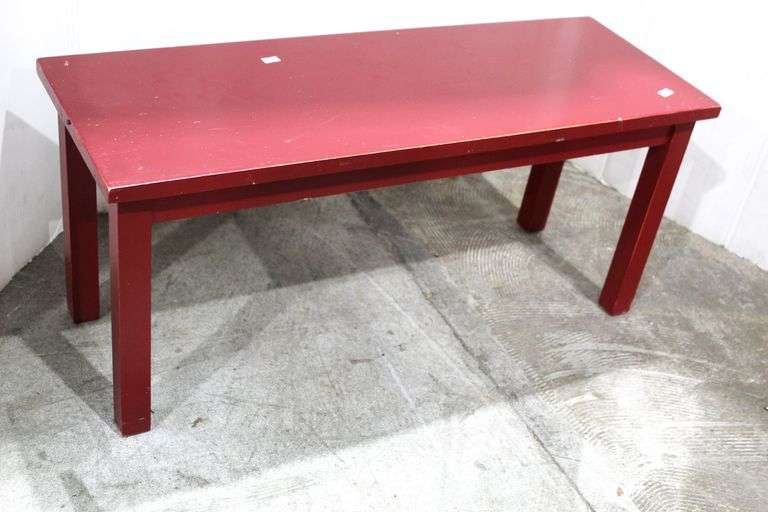 Red Benches two 12 x 32 x 19 each Bunting Online Auctions
