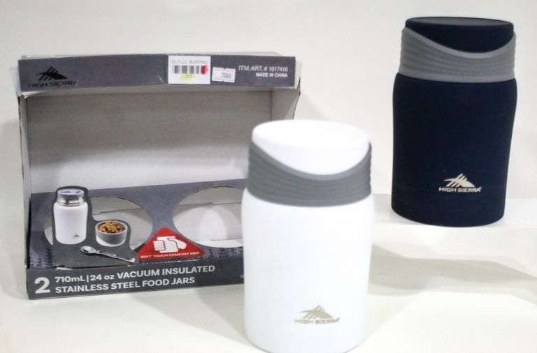 High Sierra food jars, 24 oz., two items. Bunting Online Auctions