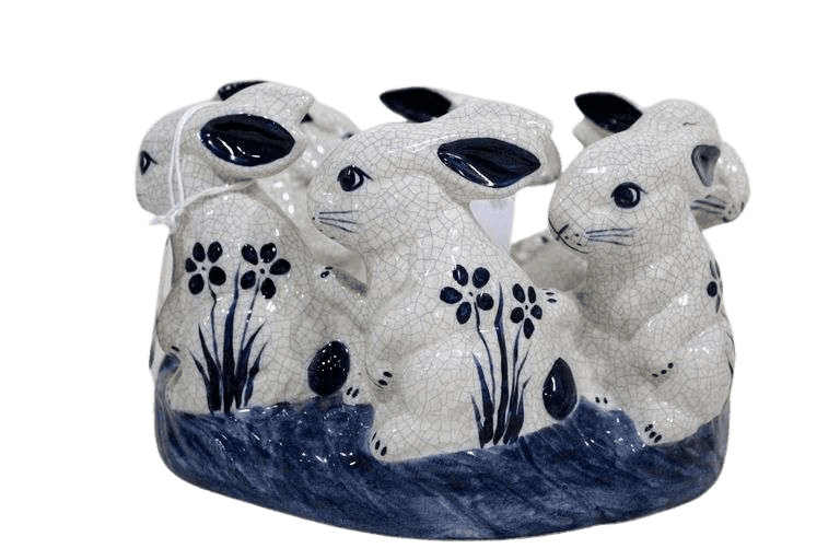 Potting Shed Dedham 2piece Porcelain Rabbit Bunnies Centerpiece