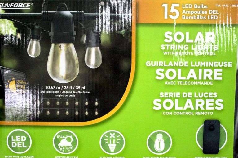Sunforce Solar String Lights with Remote Control, 35 ft. Bunting