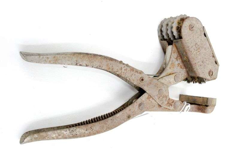 Metal Vintage Hand Punch Tool with Numbers, 11". Bunting Online Auctions