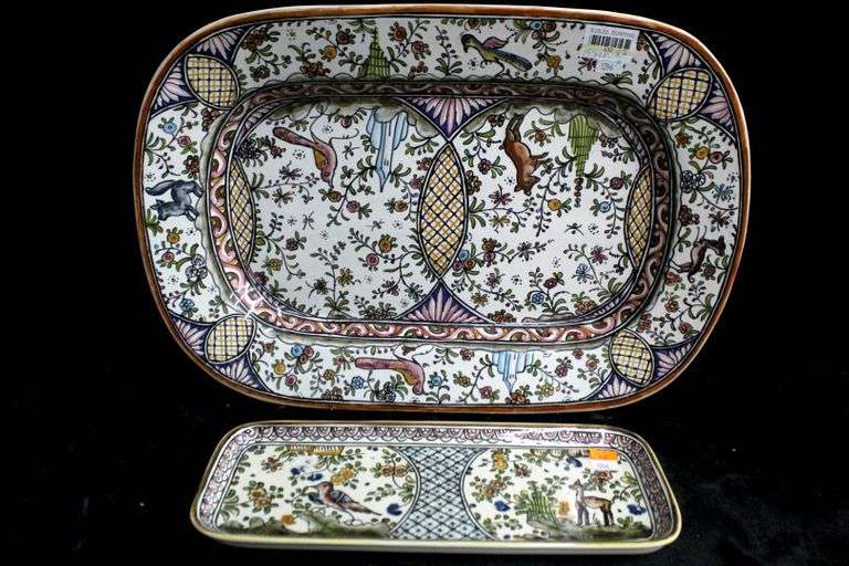 Signed and dated limited edition Hand painted ceramic serving platters