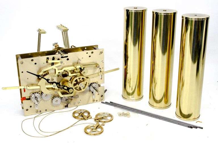 Hermle Made in USA Weights and inner workings of a Grandfather Clock