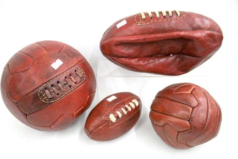 Midcentury Mark Cross Co. and other English Footballs vintage leather
